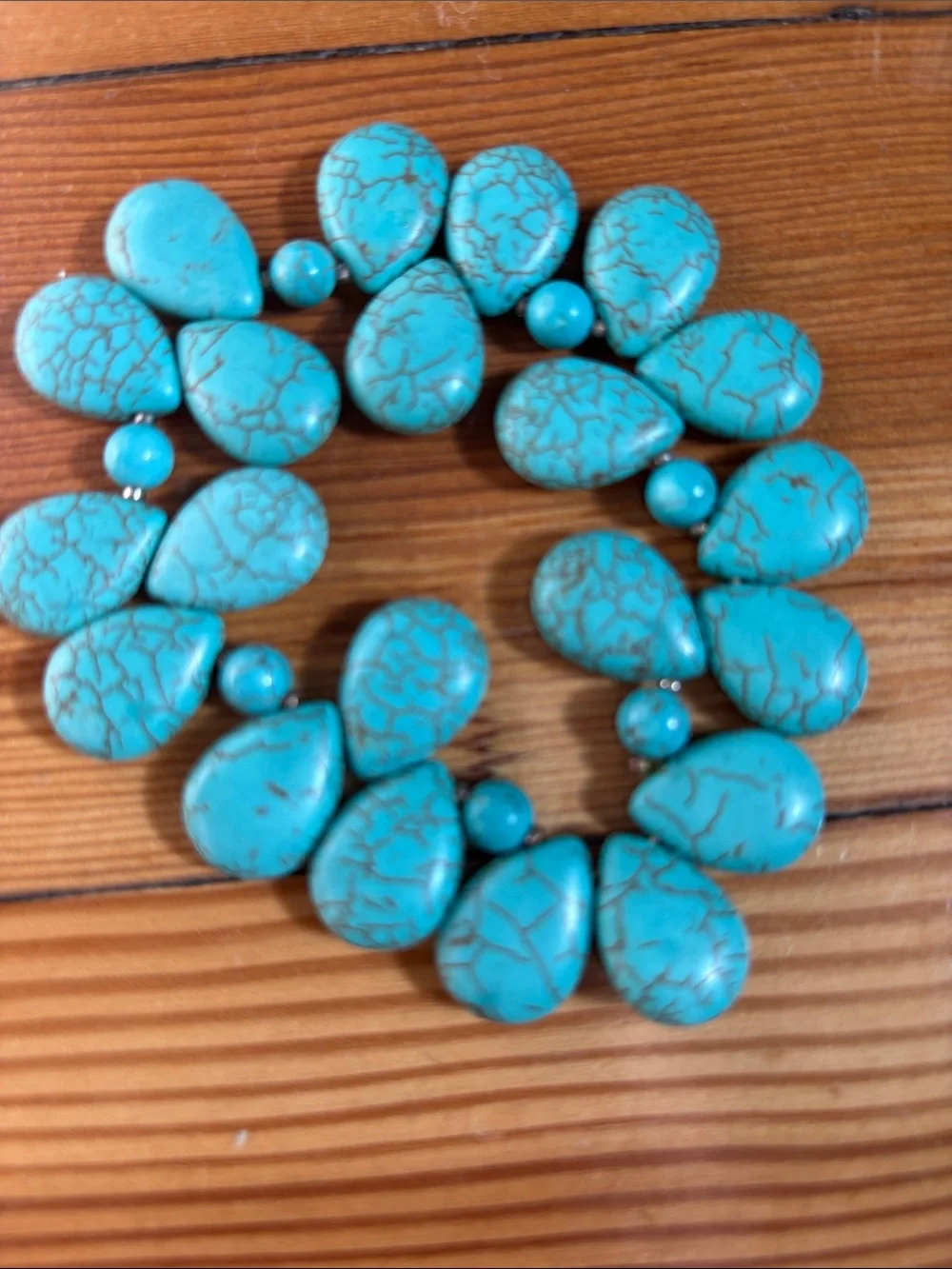 Turquoise Teardrop Stretch Bracelet - Unbranded